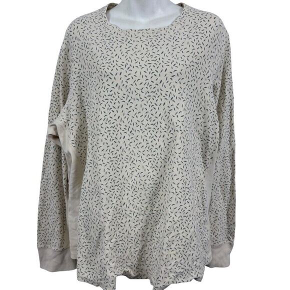 Duluth Trading Co Womens Thermal Long Sleeve Shirt Top Cotton Ivory Prit sz 2XL - Picture 1 of 15